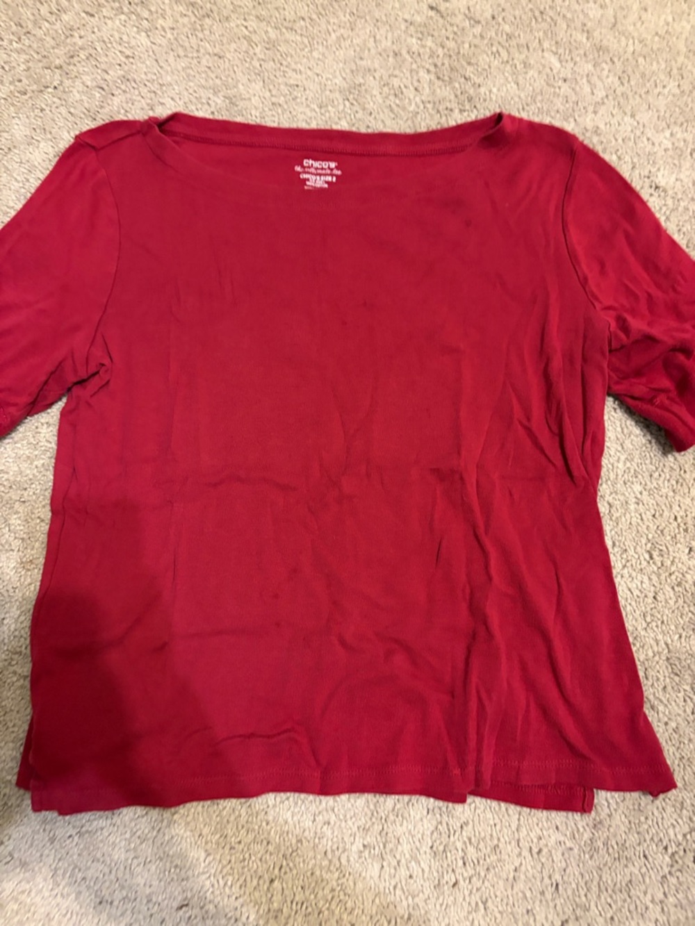 Chico's Red Short Sleeve Scoop Neck Tee